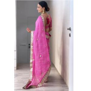 Ropa de fiesta de diseño elegante, Color rosa, la mejor calidad, Georgette, impresión Digital, Gota Pati, papel que funciona al por mayor, India - Product Image 1