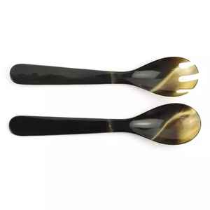 Couverts en corne de buffle, nouveau design traditionnel, cuillère en corne, couverts pour restaurant, cuillère en corne naturelle 100% réelle, cuillère à salade - Product Image 2