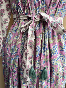 ชุดเดรสแม็กซี่แขนยาวสำหรับผู้หญิงชุดเดรสแม็กซี่พิมพ์ลายบล็อกสีผสมสำหรับฤดูร้อน - Product Image 3