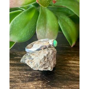 Navajo Geometric Gemstone <b>Ring</b> Green Opal & Turquoise Size 5.25 Rhodium Plated Sterling <b>Silver</b> for Everyday Wear or Gift - Product Image 3