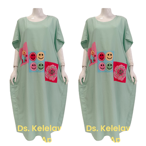 Camisón de verano hasta la rodilla de rayón suave de talla grande para mujer Cheery con cintura elástica, ropa de salón informal de ajuste Regular - Product Image 6