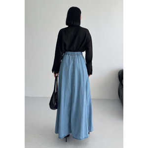 กระโปรงยีนส์ทรงเอไลน์ระบายยาว - Product Image 5