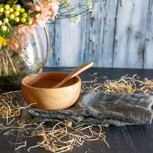 Cuenco de madera impreso recubierto de esmalte para decoración del hogar y cocina elegante juego de cuencos artesanales comedor cuenco de Acacia - Product Image 1