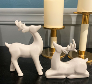 Cerf en émail blanc renne décoratif assis et debout articles de vacances de noël Sculpture de renne objet Figurine décorative - Product Image 4