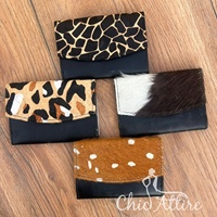 Dompet wanita kulit sapi, kapasitas besar Organizer Multi kartu tas tangan kecil wanita cetak hewan dompet perjalanan