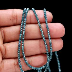 Hebras de Diamante Azul de alta calidad, cuentas Rondelle facetadas para la fabricación de joyas, piedra Natural de 2mm de diámetro, bajo evaluado por terceros - Product Image 2