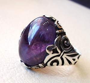 Wholesale <b>Men</b> <b>Ring</b> Natural Amethyst Gemstone February Birthstone Arabic Ottoman Style <b>Ring</b> Jewelry 925 Sterling Silver <b>Ring</b> - Product Image 5