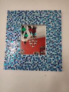 Espejo de pared de mosaico azul de diseño moderno personalizado espejo de pared de decoración única - Product Image 2