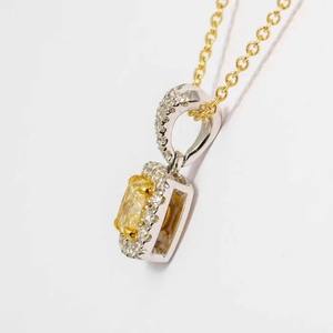 14K White <b>Gold</b> Cushion Shape 0.80ct Lab Grown Diamond Cluster Pendant <b>Necklace</b> Elegant Fine Jewelry Perfect Birthday Gift - Product Image 4