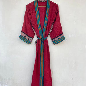 Bata de Kimono de seda Vintage para festivales de otoño/primavera y ropa de verano de alta calidad transpirable suave de longitud completa con estilo retro - Product Image 1