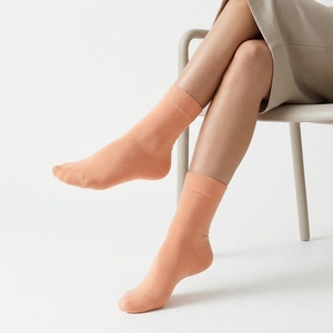 Calcetines de Compresión de Punto Sólido Color Durazno para Mujer, Cómodos y Ecológicos de Bambú para Uso Diario - Product Image 1