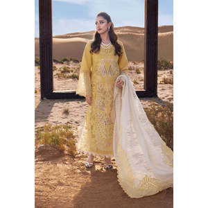 Ensemble de 3 chemises en mousseline respirante brodées au laser Rang Rasiya et robes élégantes brodées en tissu Khadi Net avec dupatta - Product Image 2