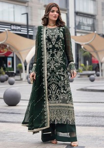 Vestidos de mujer de estilo oriental con bordado de diseños pesados, vestido largo cosido de tela suave transpirable con Sharara Dupatta acampanada - Product Image 3