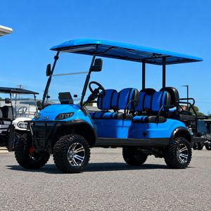 Voiturette de golf électrique Reliale Supply ICON 6 places bleue avec auvent, véhicule utilitaire tout-terrain - Product Image 1