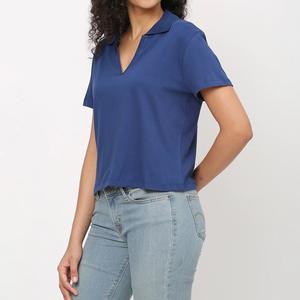 เสื้อยืดคอปกแขนสั้นถักคุณภาพพรีเมียมออกแบบเองได้ ราคาถูก เสื้อผ้าฤดูร้อนสำหรับผู้หญิง ผู้ผลิตจากบังกลาเทศ - Product Image 3