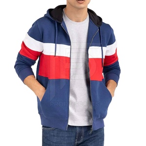 Sweat-shirts à capuche zippés pour hommes, style streetwear, broderie personnalisée, en molleton polyester-coton, coupe-vent et respirant, PROFIT SPORTS, vente en gros - Product Image 1