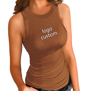 Vente en gros de débardeurs fins en maille unie pour femmes grande taille, personnalisés, d'été, élastiques, sexy, de haute qualité et confortables - Product Image 5