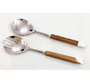 ด้ามจับเรซิน & ไม้ & สแตนเลสพร้อมเซิร์ฟเวอร์สลัดชุบเงินสำหรับใช้ทำมือในห้องครัวอุปกรณ์เสริม - Product Image 6