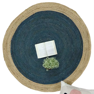 พรมปูพื้นทรงกลมทำจากปอกระเจาทำด้วยมือเป็นมิตรต่อสิ่งแวดล้อมพรมปูพื้นทนทาน - Product Image 1