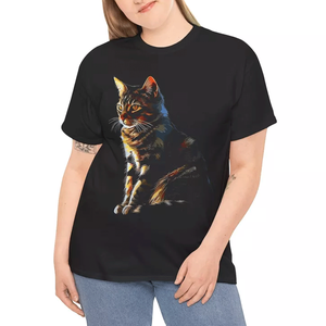 เสื้อยืดลายแมวสีดำสวมใส่สบายพิมพ์ลายแมวเหมือนจริง - Product Image 3