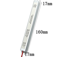 Alimentation LED mince et longue en aluminium IP20 12V 24V 24W 1A 2A à sortie unique pour éclairage public extérieur, transformateur de commutation fin