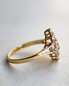 Anillo de Oro Sólido de 14K con Diamantes Cultivados en Laboratorio, Corte Marquesa, Estilo Romántico, para Compromiso, Boda, Aniversario, Regalo para Mujer - Product Image 5