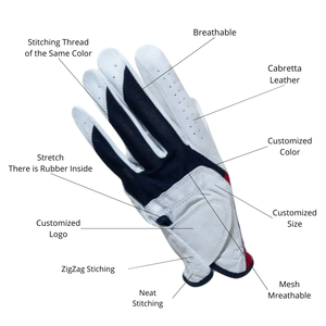 Custom Golf Glove Cabretta Leather Premium High Quality Sheepskin Breathable Genuine - Product Image 2
