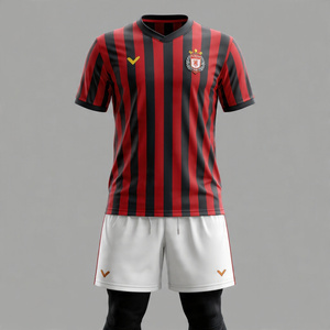 Uniforme de Fútbol a Rayas OEM, Camiseta de Entrenamiento de Fútbol, Conjunto de Pantalones Cortos Deportivos para Correr, Uniforme de Fútbol Estampado - Product Image 1