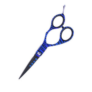 Ciseaux de salon en acier inoxydable tranchants avec poignée enduite bleue de haute qualité avec repose-doigt réglable - Product Image 6