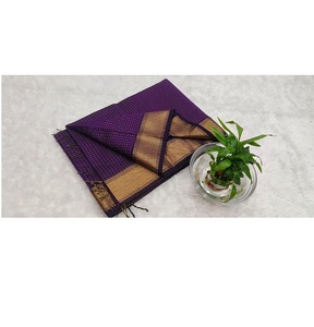 Maheshwari ตรวจสอบ Saree ผ้าฝ้ายแท้ทอมือที่สง่างามเทศกาลชุดส่าหรีดีไซเนอร์ - Product Image 6