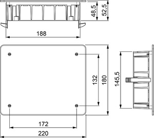 Scatola di giunzione per pareti cave, fissaggio a flangia, 8 ingressi, 188x148x50mm. Solera (5314GW) - Product Image 3