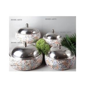 Pots chauds de nourriture en acier inoxydable et en bois Conception admirable Plat de service de nourriture de forme ronde pour l'utilisation d'ustensiles de cuisine - Product Image 5