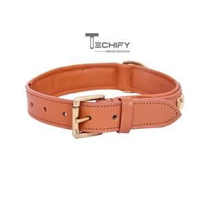 ปลอกคอสุนัขหนังแท้สีดำพรีเมี่ยมปลอกคอสัตว์เลี้ยงแบบปรับได้ติดหมุดหรูหราทนทานหลายขนาดสำหรับทุกสายพันธุ์ - Product Image 3