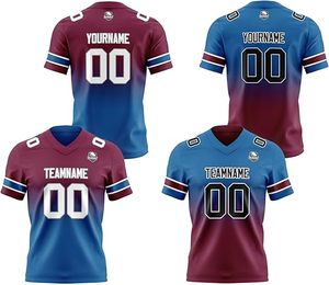 Uniforme de fútbol americano de alta calidad, malla transpirable de secado rápido, absorbe la humedad, cuello en V, estilo cuadrado, técnicas cortas impresas - Product Image 3