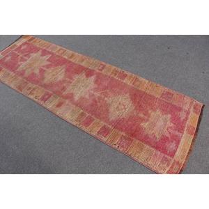 Turkish Vintage Rug, 2.4x7.4 ft <b>Runner</b> Rug, <b>Red</b> Brown Floral Rug - Product Image 4