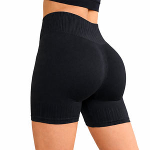 Shorts de sport pour femmes à taille haute, respirants, compressifs, extensibles, en nylon et élasthanne, pour le yoga et la remise en forme - Product Image 2