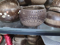 EUTECH 100% milieuvriendelijke gepolijste natuurlijke bruine kokosnootschaal, Vietnamees handwerk, voor thuisdecoratie, fruit, salade, noedels.