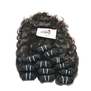 Extensions de cheveux humains ondulés ondulés naturels indiens non traités, cuticules alignées vierges noires, tissage à double trame à la machine - Product Image 2