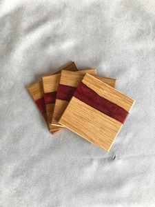 ที่รองแก้วไม้อีพอกซีเรซินแฮนด์เมดสี่เหลี่ยม 4 ชุด - Product Image 2