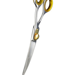 Tijeras de aseo para mascotas de acero inoxidable con pulido de espejo, reposapiés ajustable y tijeras de aseo con tornillo amarillo - Product Image 4