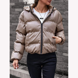 Veste matelassée tissée pour femme, chaude pour l'hiver, respirante, fermeture éclair intégrale, manches longues, légère, à capuche, épaisse et matelassée - Product Image 5