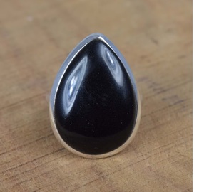 <b>Black</b> <b>Onyx</b> Pear Shape <b>Ring</b> 925 Sterling Silver Elegant Handmade Gemstone Jewelry December Birthstone Anniversary Gift - Product Image 1