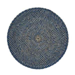 Wholesale Best Selling Handmade Rattan Blue <b>Round</b> Placemat Natural Woven <b>Table</b> <b>Mat</b> For Dining <b>Table</b> Kitchen And Restaurant Decor - Product Image 1