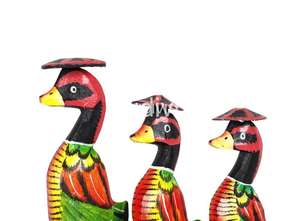 Lot de 3 figurines de canard colvert en bois peint, décoration intérieure/extérieure personnalisable, vente en gros - Product Image 5