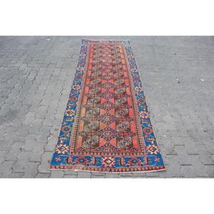 Turkish Rug, <b>Runner</b> 3.2x9.3 ft Vintage Rug, <b>Red</b> Solid Wool Rug - Product Image 1