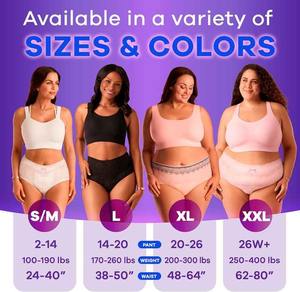 Sous-vêtements d'incontinence pour femmes et post-partum pour adultes, XXL, jusqu'à 100% * Protection contre les fuites de la vessie, 52 CT - Product Image 4