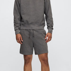 Short d'entraînement de gymnastique en molleton éponge française 100% coton pour hommes, entrejambe de 5 pouces, couleur unie, écologique, course d'été dans la rue. - Product Image 1