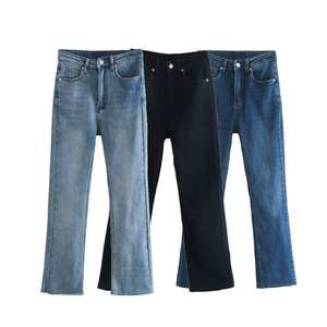 Jean droit délavé et vieilli pour homme, coupe décontractée, coupe lame, en denim, style urbain streetwear, couleur unie, hiver, imprimé 3D - Product Image 6