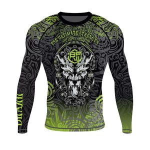 2025 personnalisé conçu MMA Rashguard Compression chemise à manches longues ou courtes Fitness Jiu Jitsu BJJ sublimé Protection UV - Product Image 6