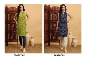 Haut court Kurti en rayonne de coton léger à la mode pour femmes motif floral Style ethnique qualité d'exportation de l'Inde - Product Image 2